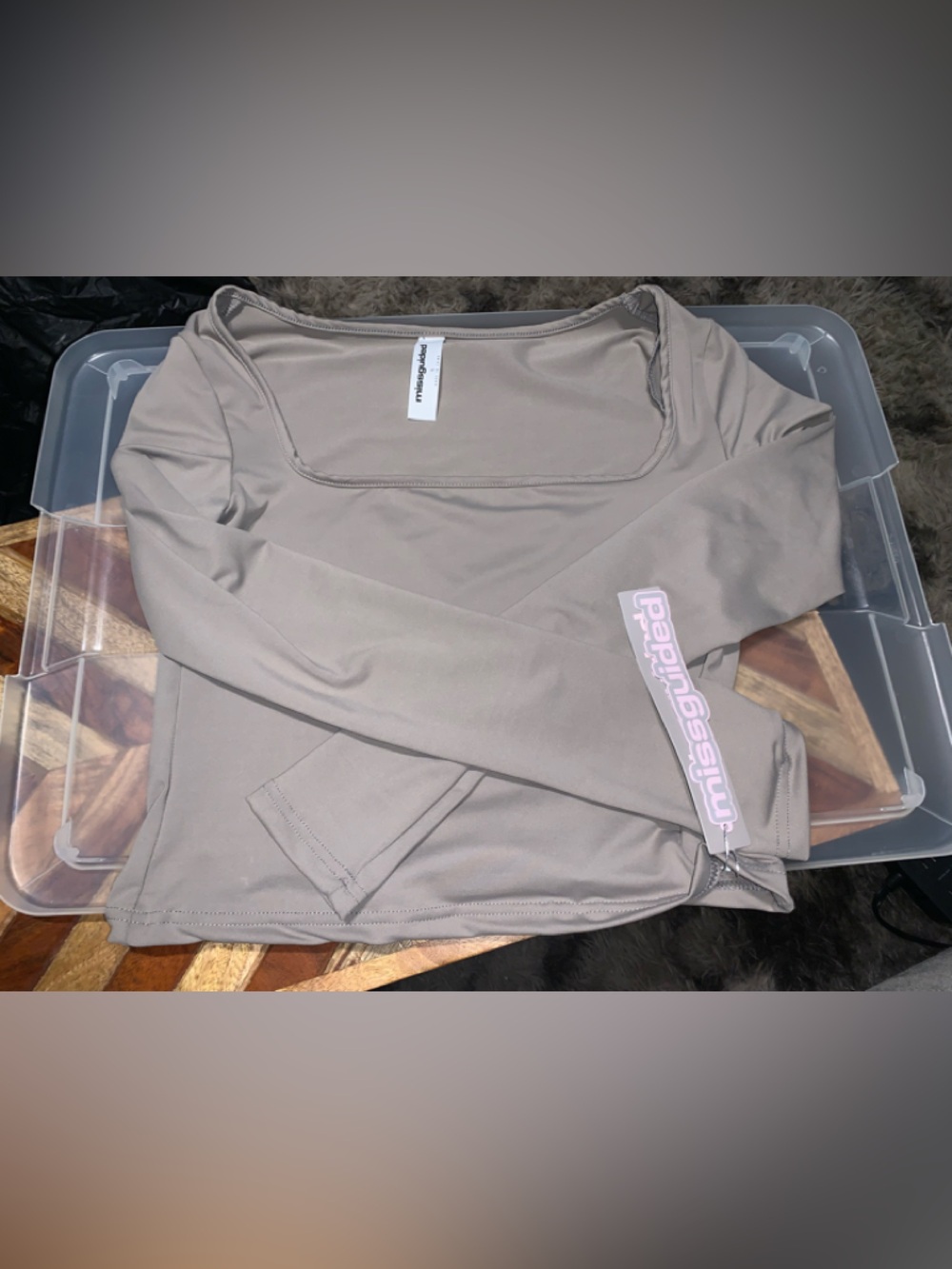 Missguided Taupe Beige Long Sleeve Top